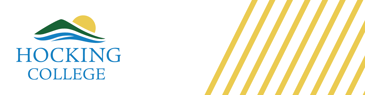 Hocking logo with yellow diagonal stripes over white space